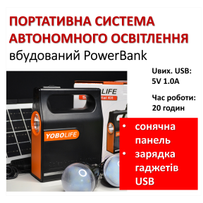 Przenośny autonomiczny system oświetlenia YOBOLIFE Solar Digital Kit na 20 godzin