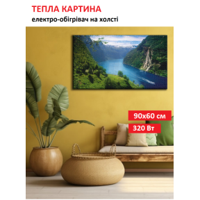 Картина-обігрівач “Гірська річка” на холсті Monocrystal 90x60 см 320 Вт