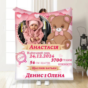 Плед 3D с метрикой Метрика для девочки 1 фото 3512_B 16148 135х160 см Плед 3D с метрикой Метрика для девочки 1 фото 3512_B 16148 135х160 см