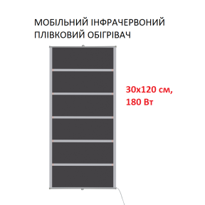 Мобільний інфрачервоний плівковий обігрівач Monocrystal MIX-6 (30х120 см, 180 Вт)