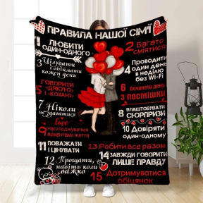 Плед 3D с пожеланиями "Правила нашої сім'ї №7" 3329_A 15680 160х200 см