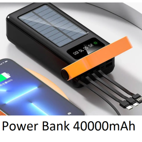 Uniwersalny akumulator przenośny Power Bank 40000 mAh, YM636DX, z latarką i wskaźnikiem naładowania (czarny)