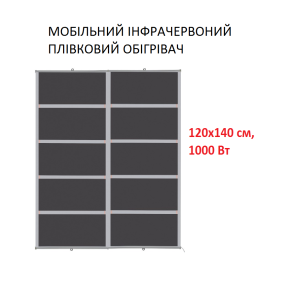 Мобільний інфрачервоний плівковий обігрівач Monocrystal ТЭМ5-1000b (120х140 см, 1000 (+300-10 Вт))