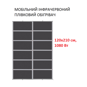 Мобільний інфрачервоний плівковий обігрівач Monocrystal ТЭМ4-1080b (120х210 см, 1080 (+200-10 Вт))