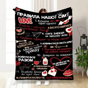 Плед 3D с пожеланиями "Правила нашої сім'ї №4" 3326_A 15674 160х200 см